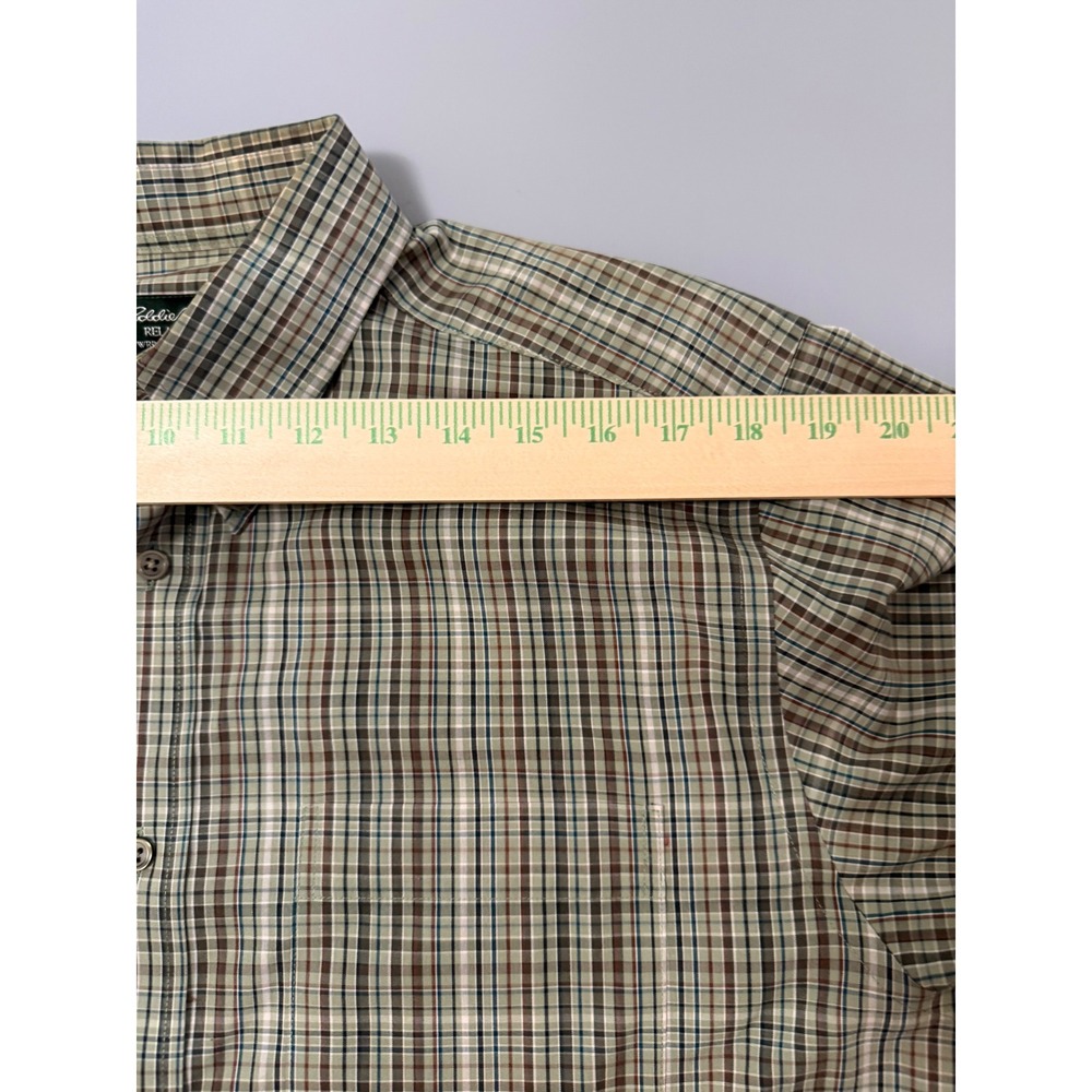 Eddie Bauer Mens Relaxed Fit Wrinkle Resistant Plaid Button Down Shirt Brown M - Picture 6 of 6
